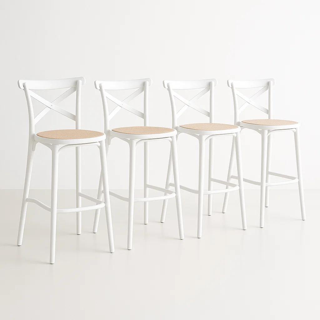 Pack de 4 Taburetes Crossback Danubio - Blanco