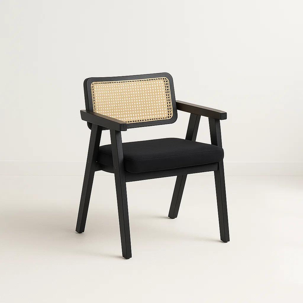 Sitial Acolchado Chandigarh Butaca Rattan - Negro