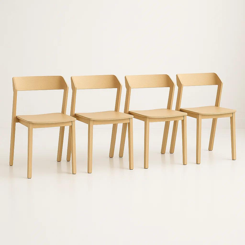 Pack de 4 Sillas de Comedor Madera Rover Viena Natural