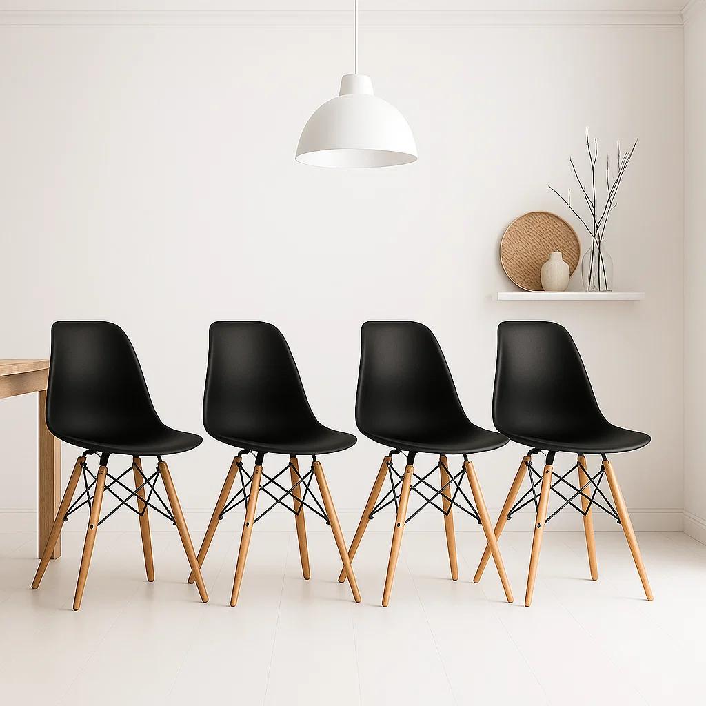 Pack de 4 Sillas Eames Negra