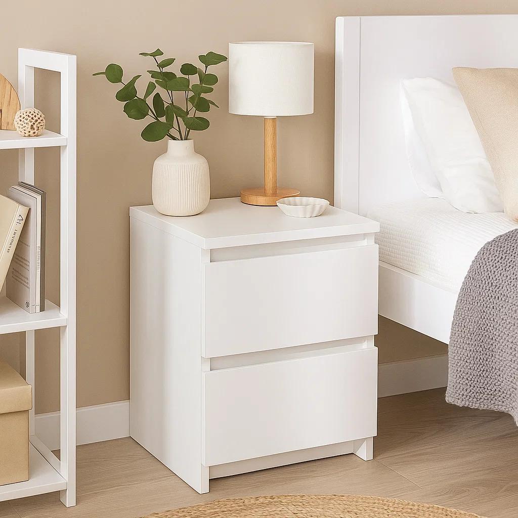 Pack de 2 Veladores Cajon Doble Minimal 30x40 Blanco