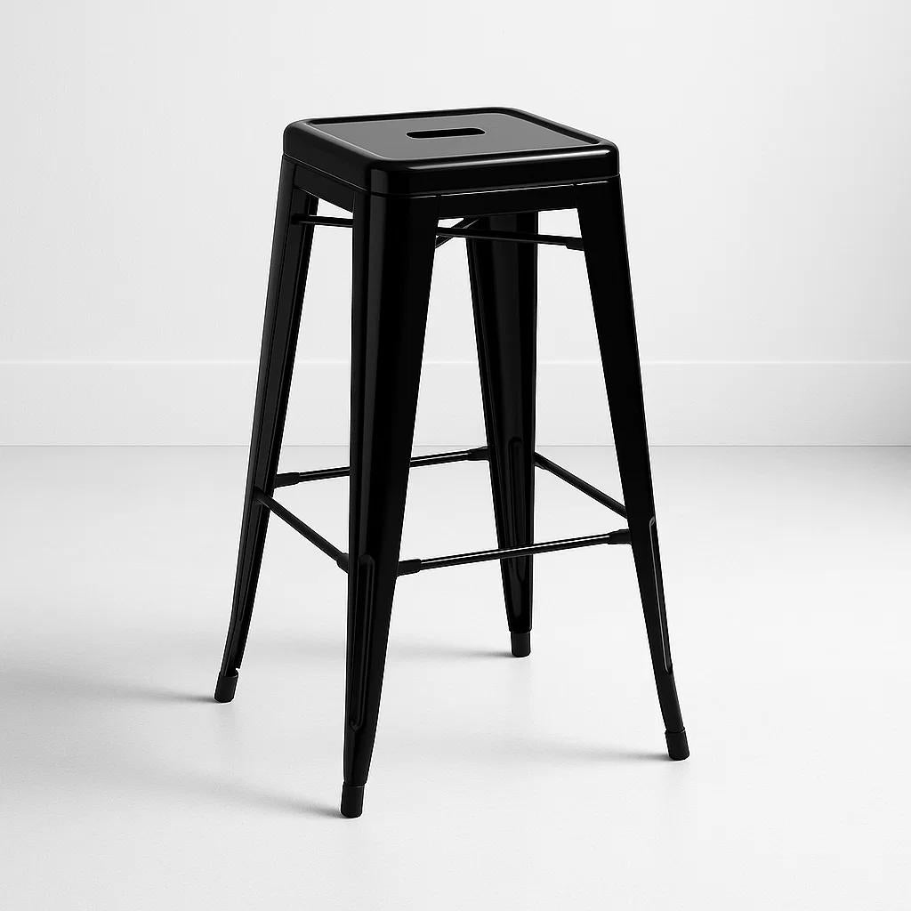 Piso Taburete Tolix Alto para Bar o Terraza - Negro