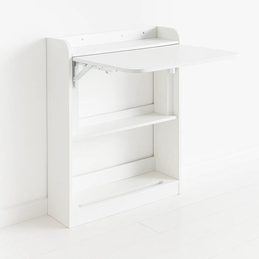 Escritorio Multifuncional Blanco - Compacto con Estanterías 64x20x82