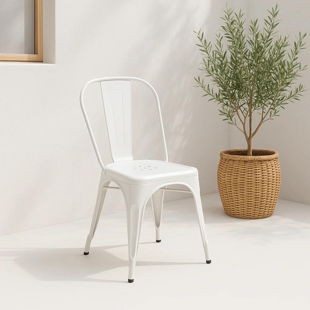 Silla Tolix de Comedor o Terraza Exterior - Blanca