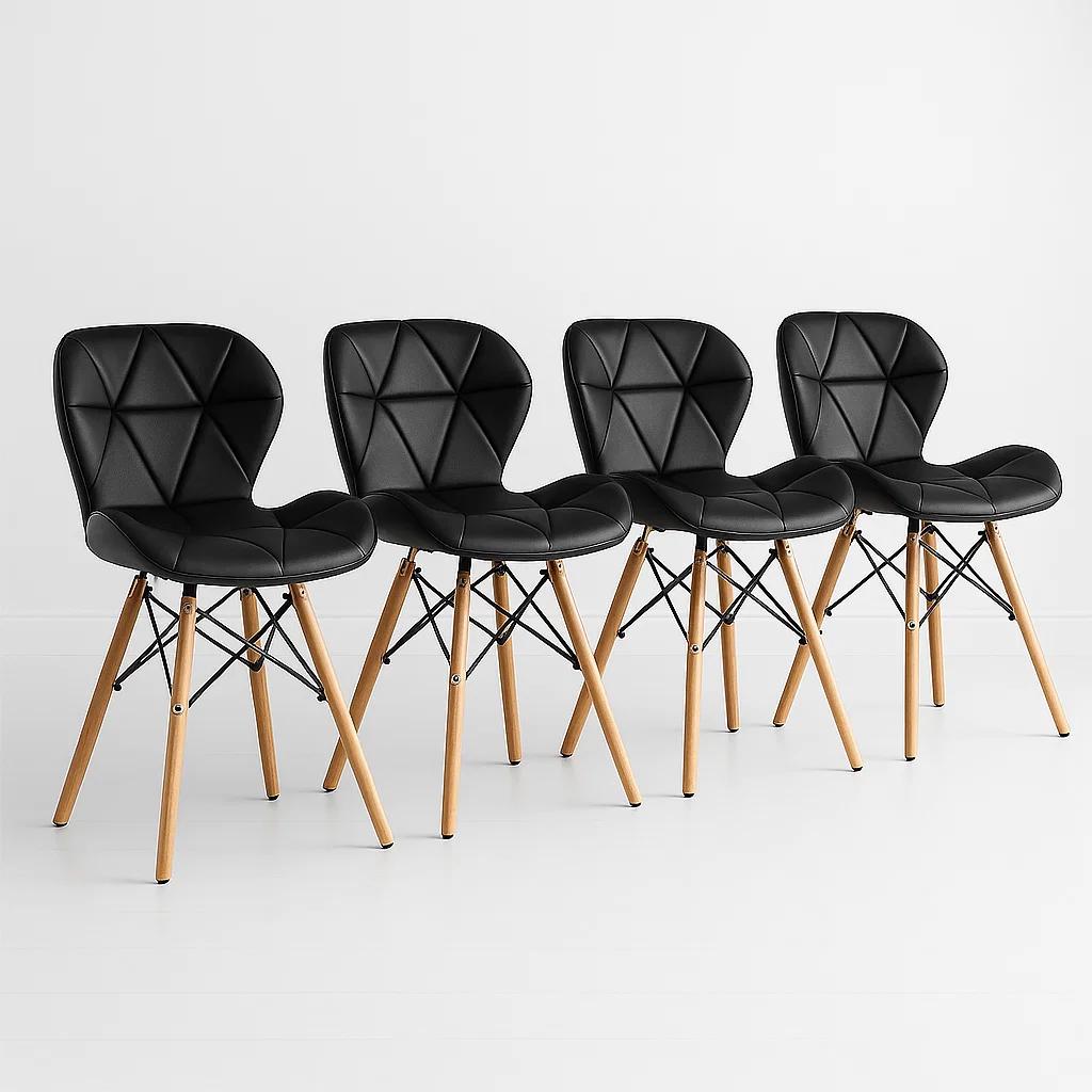 Pack de 4 Sillas Radar Acolchadas Ecocuero Negras