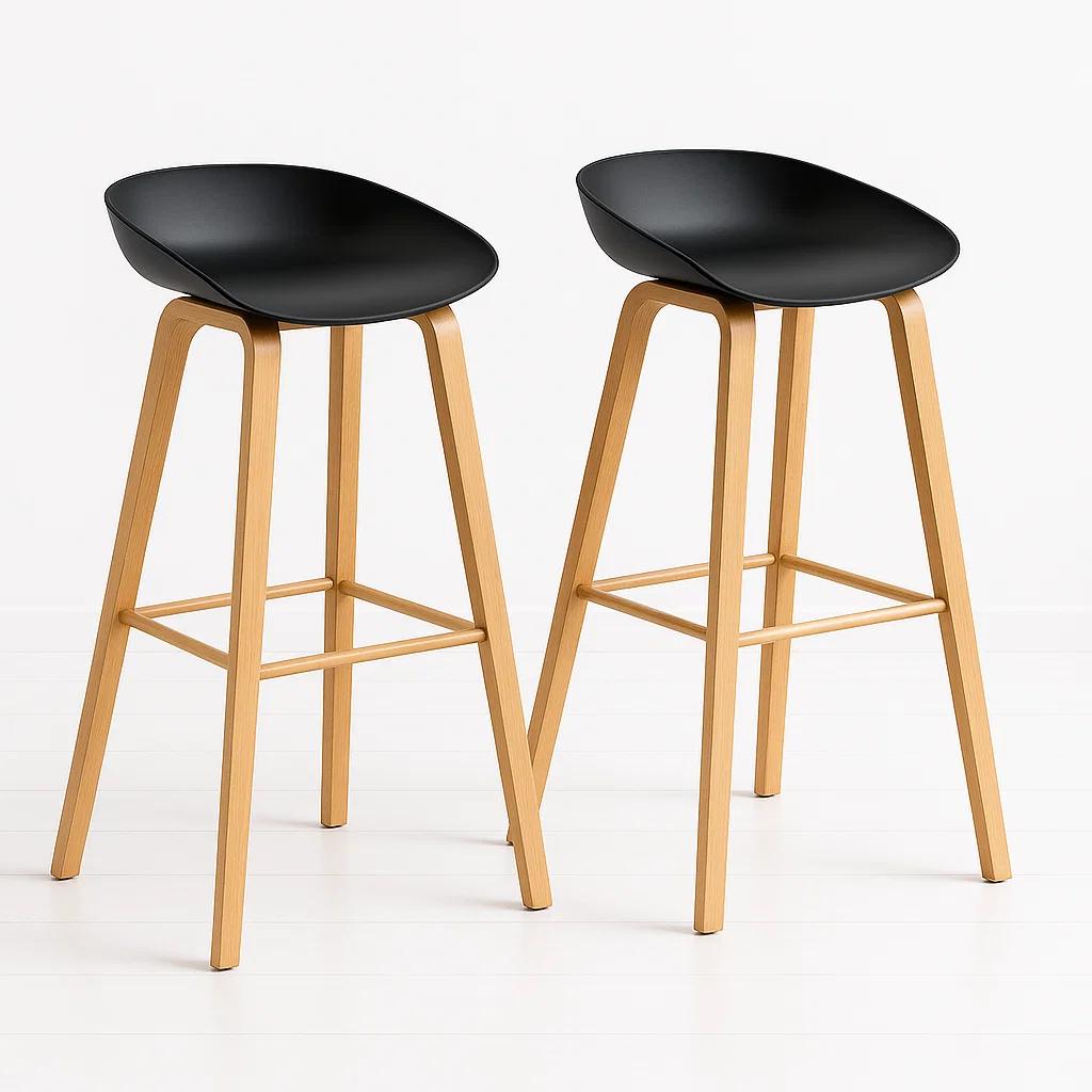 Pack de 2 Taburetes Piso Bar Nordic - Negro