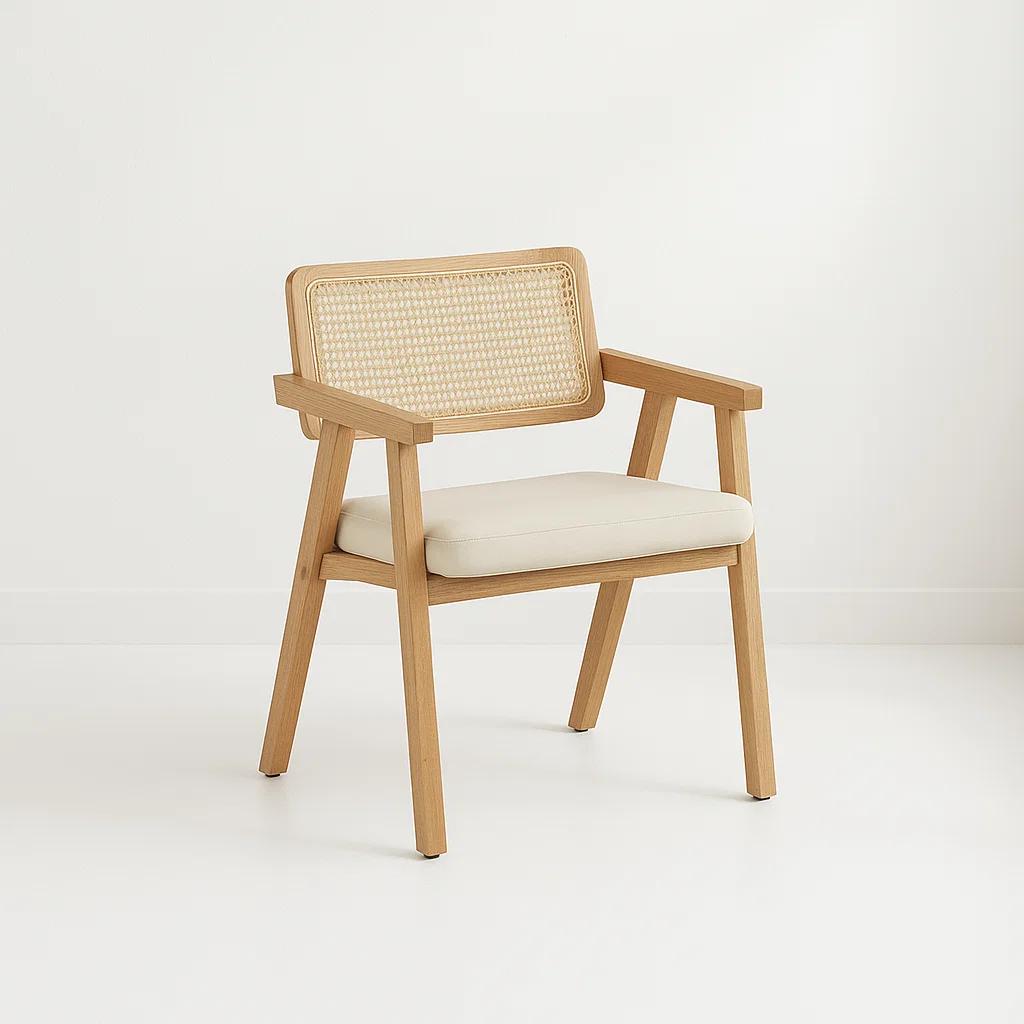 Sitial Acolchado Chandigarh Butaca Rattan - Madera