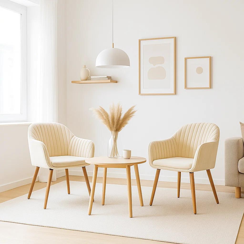 Pack de 2 Butacas Sitiales Poltronas Diamante Terciopelo - Beige
