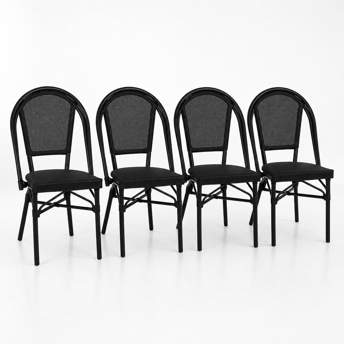 Pack de 4 Sillas Bistro Parisina Textileno - Negro