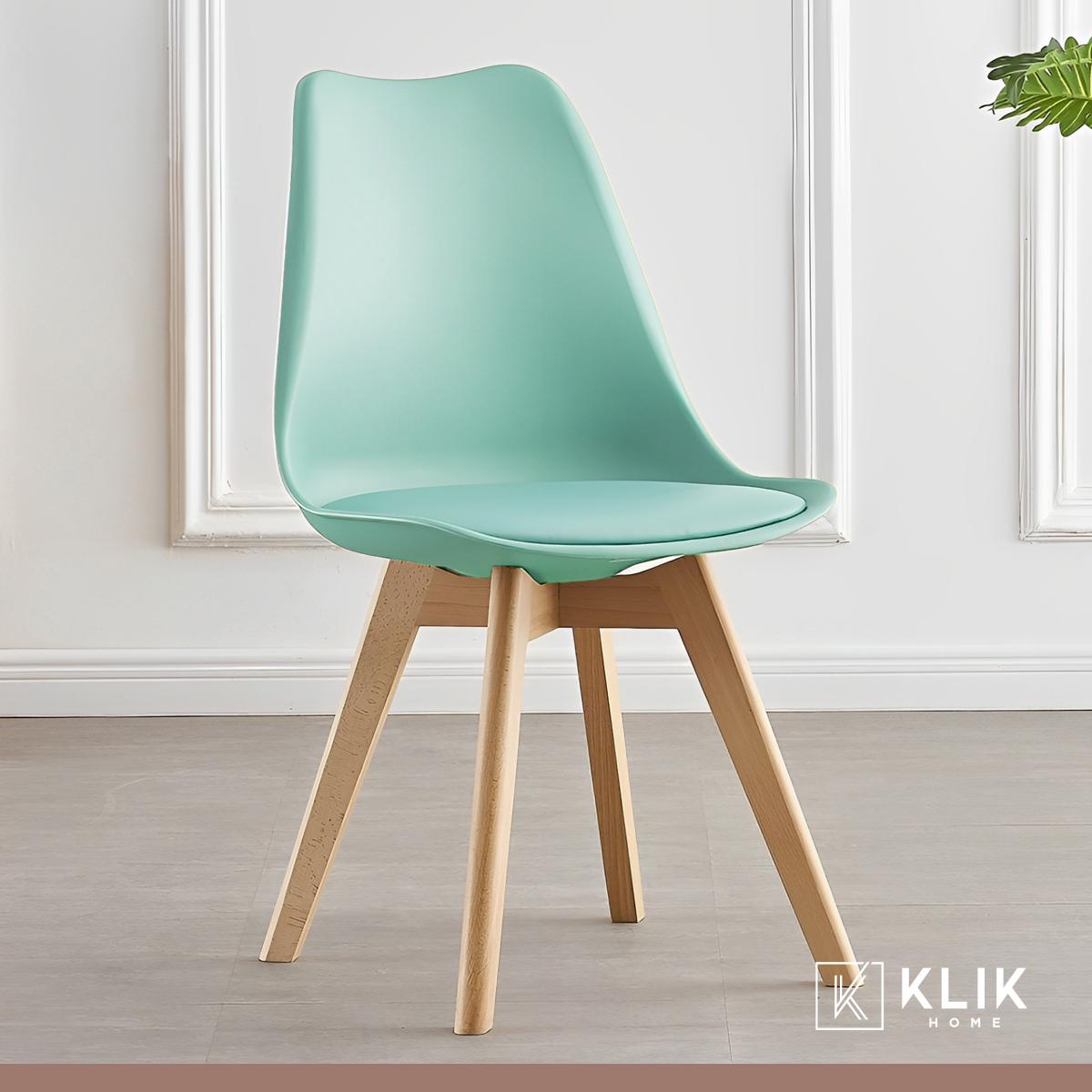 Comedor Mesa Eames Vidrio 100 cm + 4 Sillas Tulip Menta