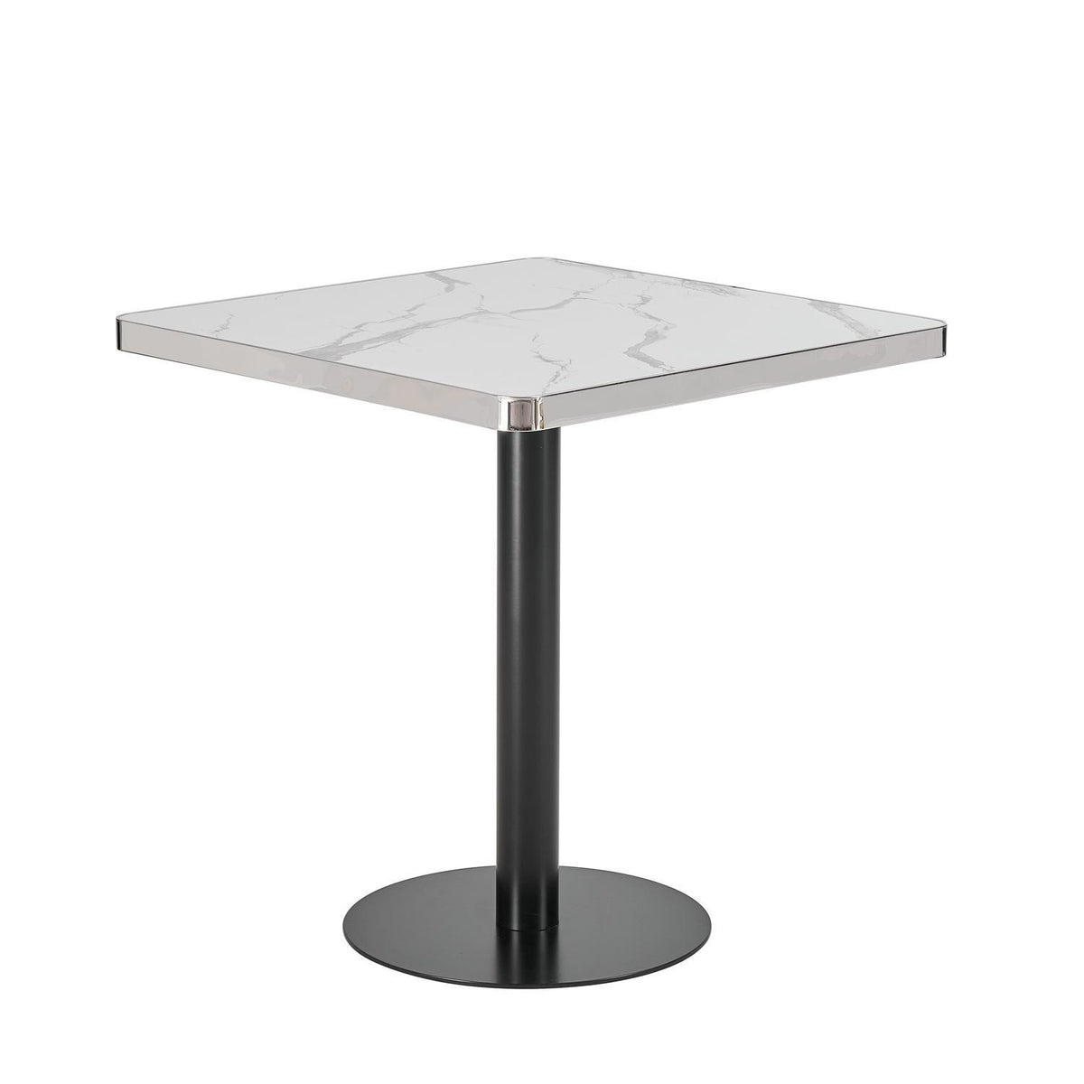Mesa Parisina 70x70 Marmol Ribete Plateado