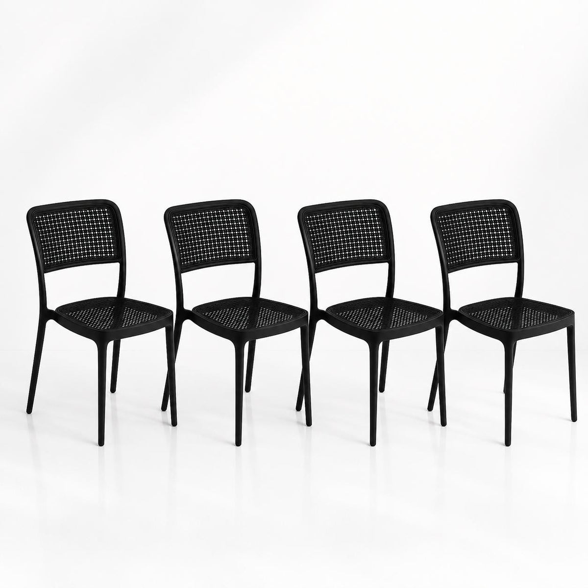 Pack de 4 Sillas de Restaurant o Terraza Comedor Hoffman Enrejada - Negra Completa