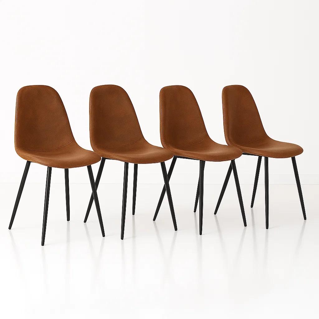 Pack de 4 Sillas Spoon Ecocuero vintage café oscuro