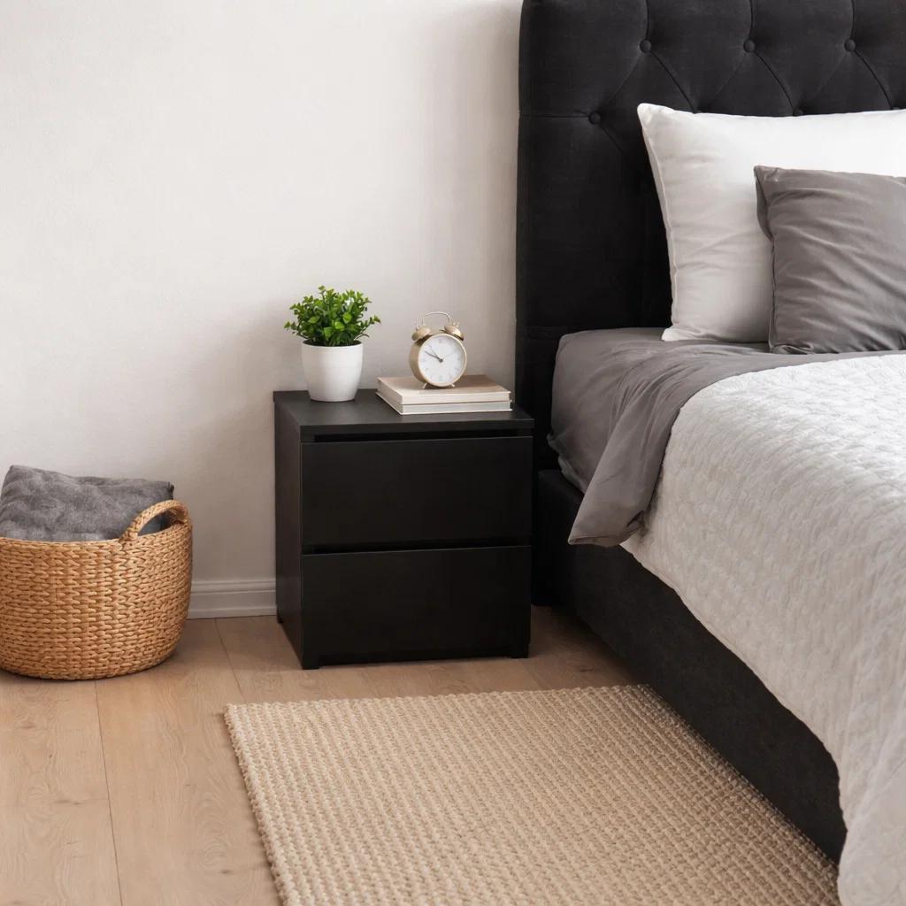 Pack de 2 Veladores Cajon Doble Minimal 30x40 Oscuro