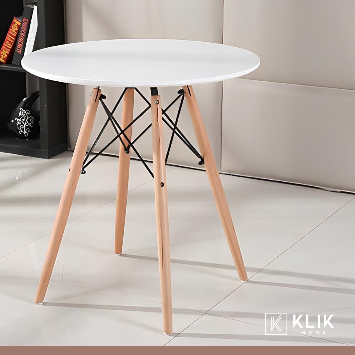 Comedor Mesa Eames Blanca Redonda 80cm + 4 Sillas Tulip Blancas