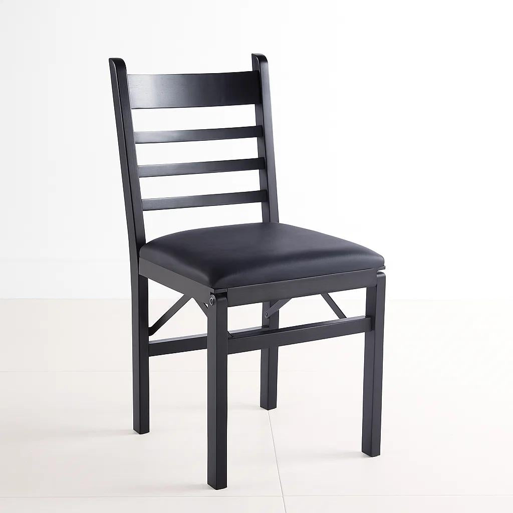 Silla Industrial Plegable con Marco Negro y Tapizado Sintético