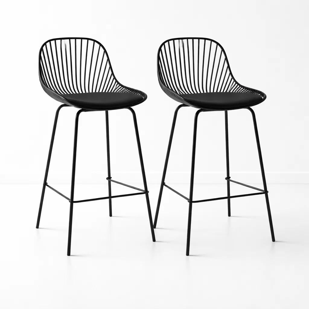 Pack de 2 Taburetes Piso Bar Tropea Alto - Negro