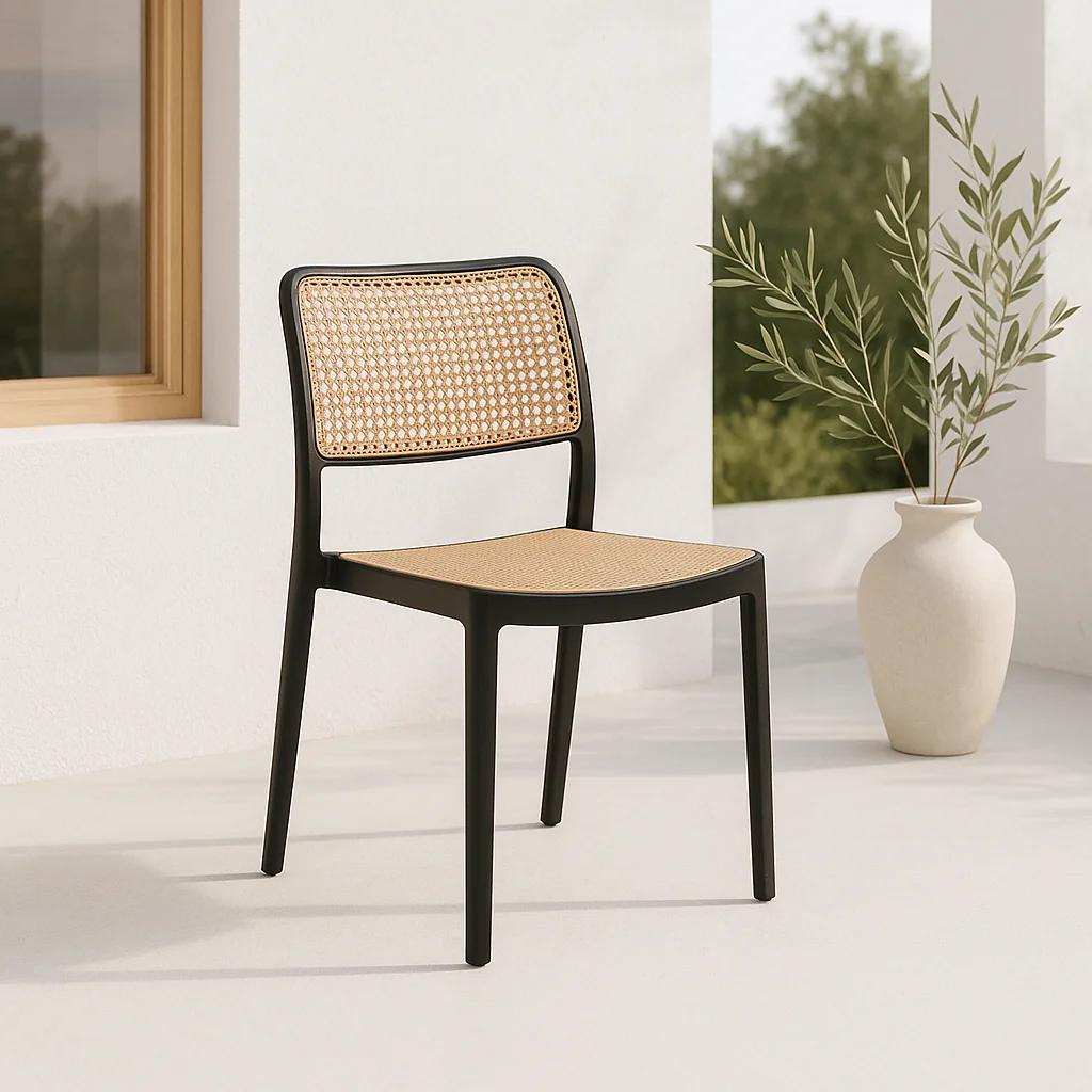 Silla de Restaurant o Terraza Comedor Hoffman Enrejada - Negra