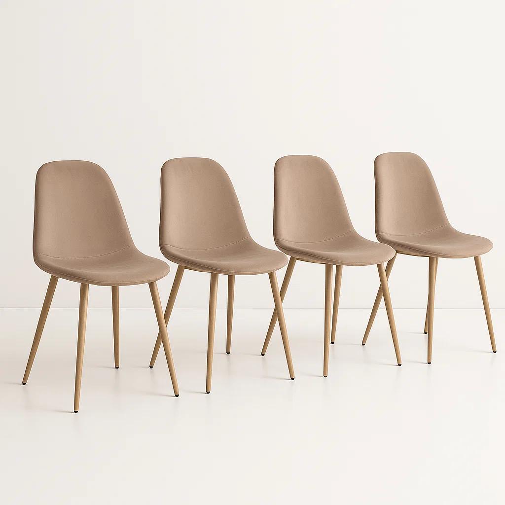 Pack de 4 Sillas Spoon Terciopelo - Beige