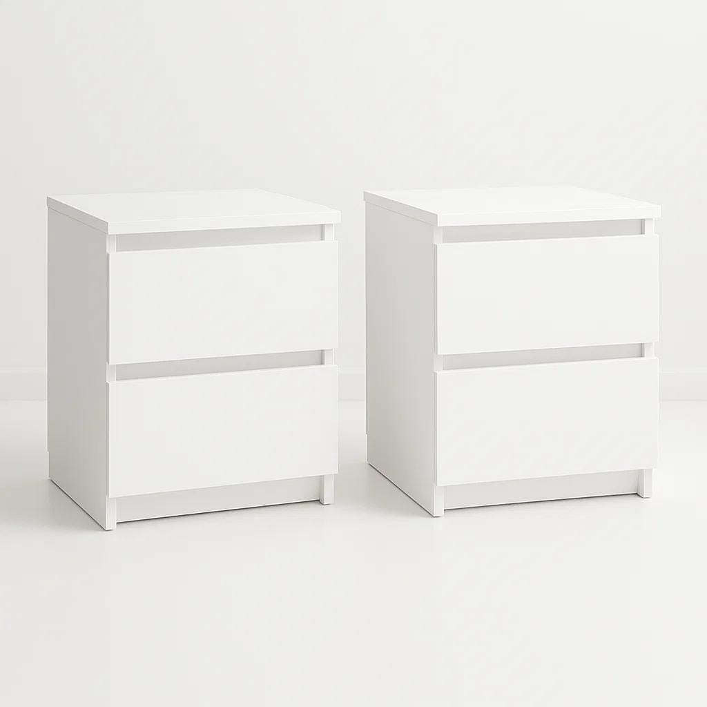 Pack de 2 Veladores Cajon Doble Minimal 30x40 Blanco