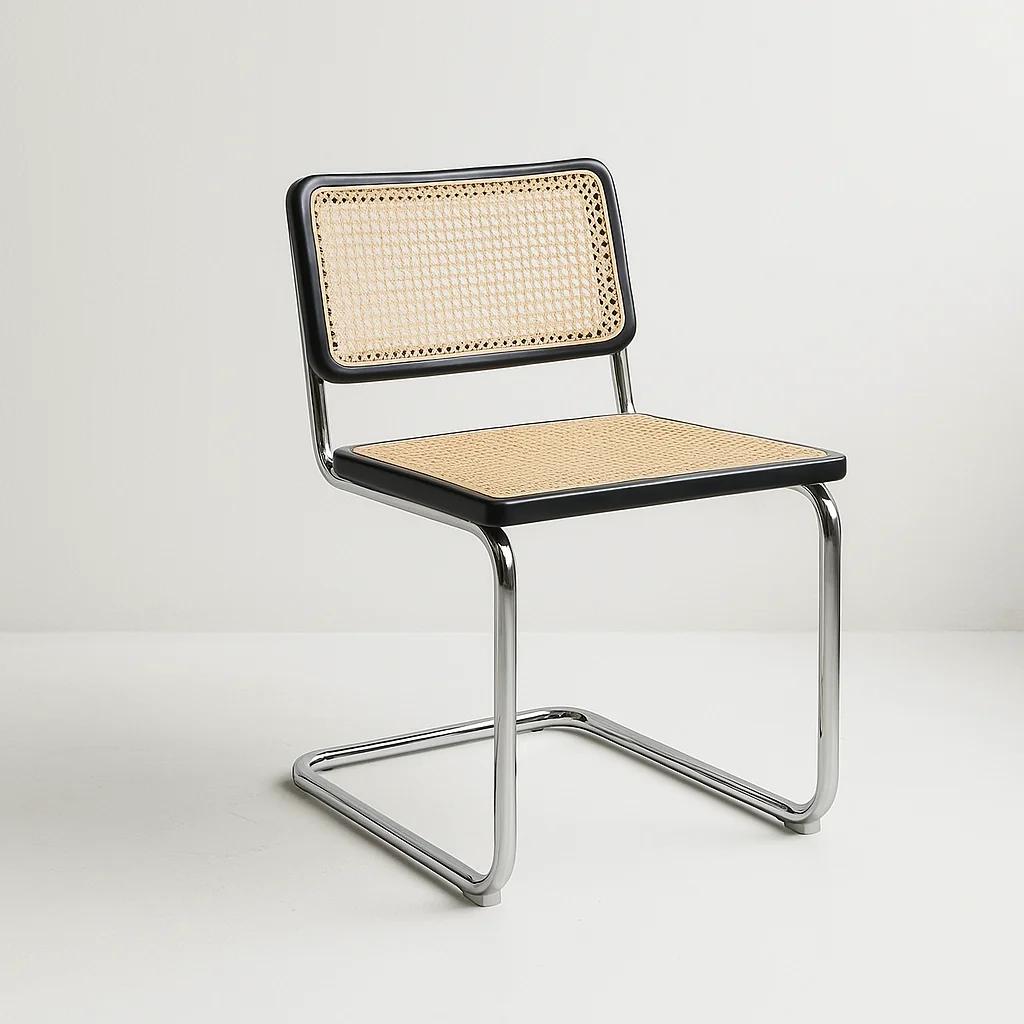 Silla Breuer Madera y Rattan - Negra
