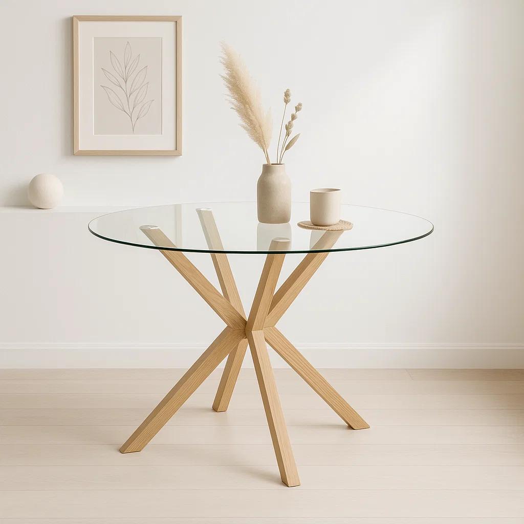 Mesa de comedor redonda de vidrio Cross 120cm