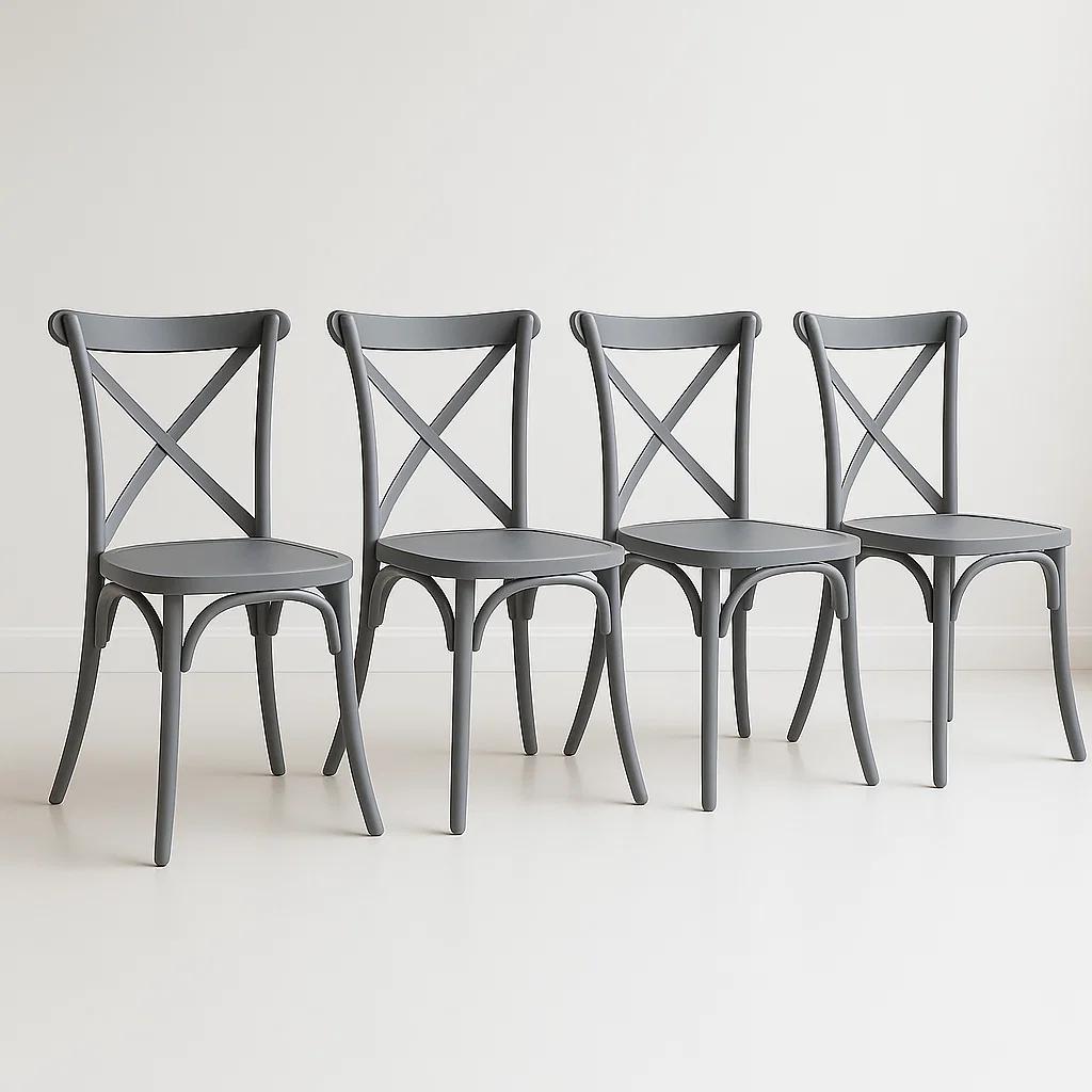 Pack 4 Sillas de Terraza o Comedor Crossback Danubio - Gris