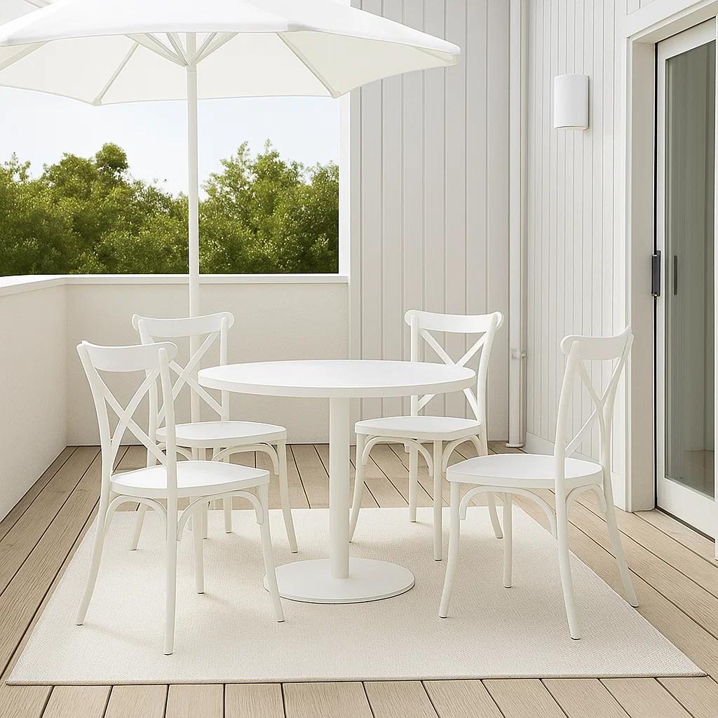Pack 4 Sillas de Terraza o Comedor Crossback Danubio - Blancas