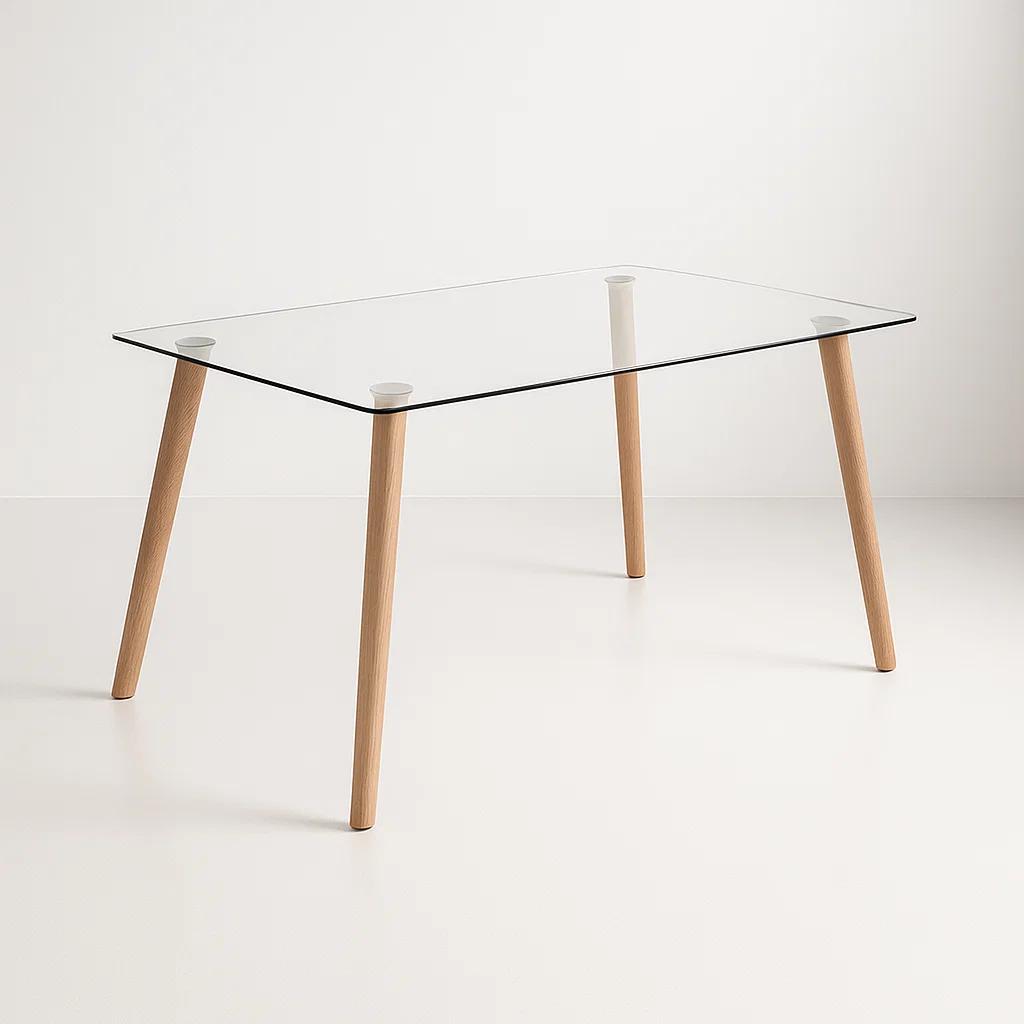 Mesa de Comedor Vidrio Rectangular Nórdica 140x90 cm