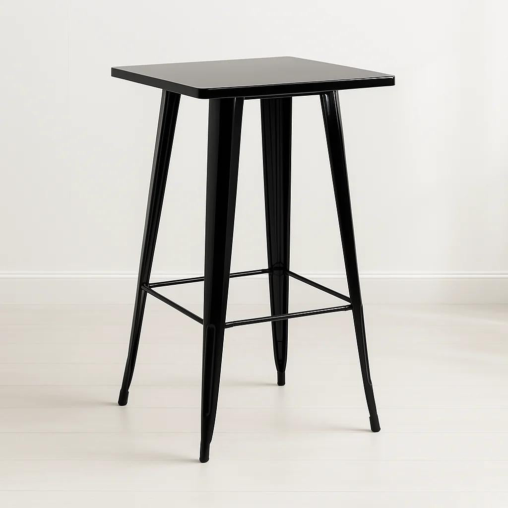 Mesa Tolix de bar o terraza o restaurant 105 cm de alto 60x60cm - Negra
