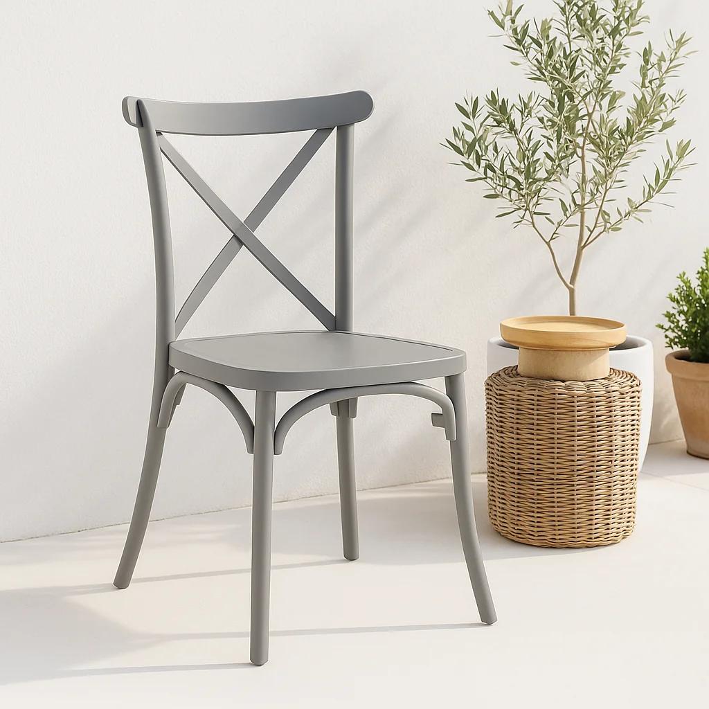Silla Crossback Danubio de Terraza Exterior o Comedor - Gris