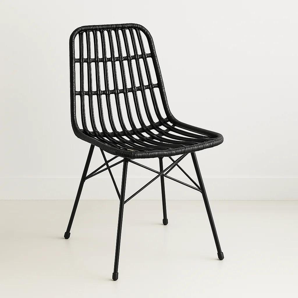 Silla de Comedor Terraza Rattan Grecia Color Negro
