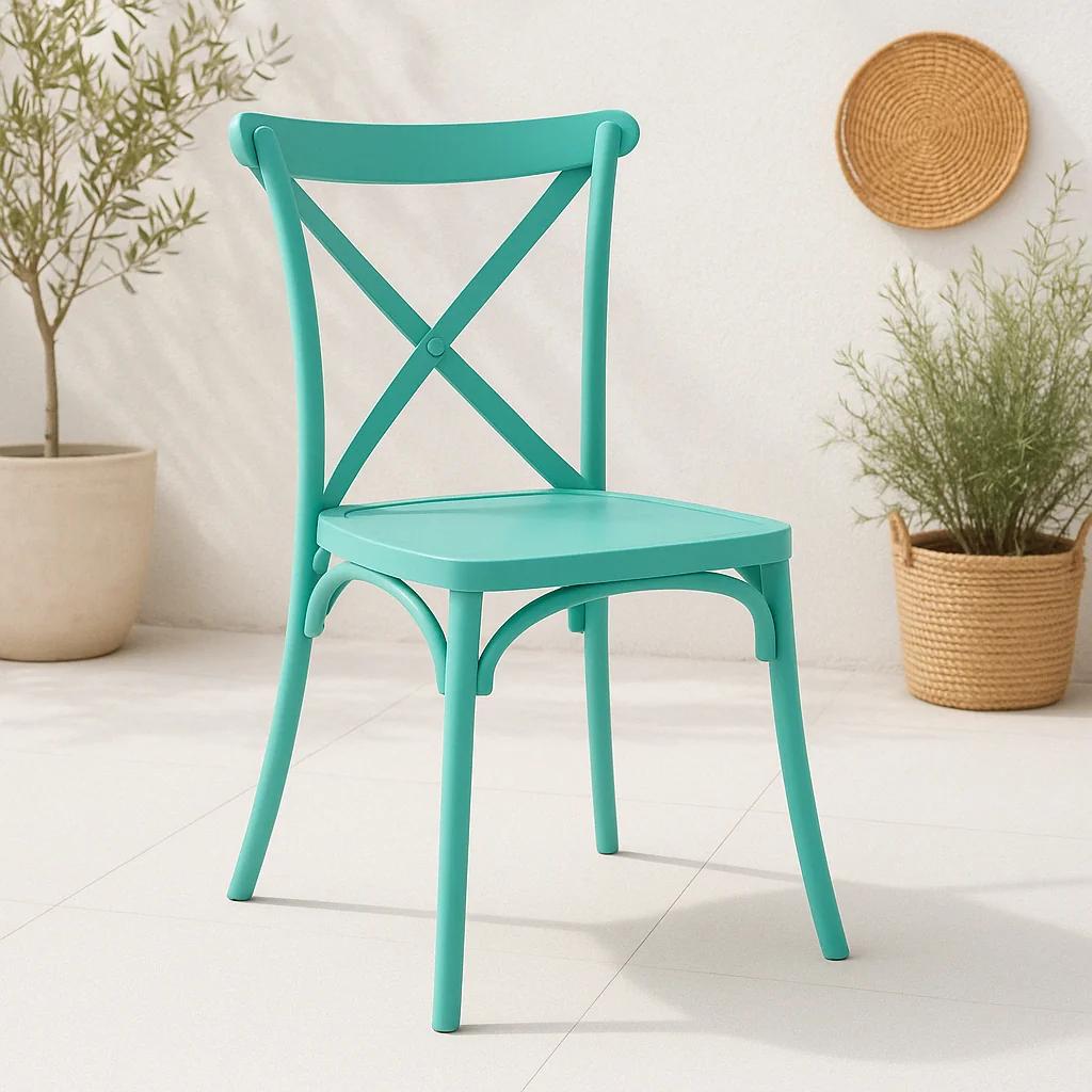 Silla Crossback Danubio de Terraza Exterior o Comedor - Menta