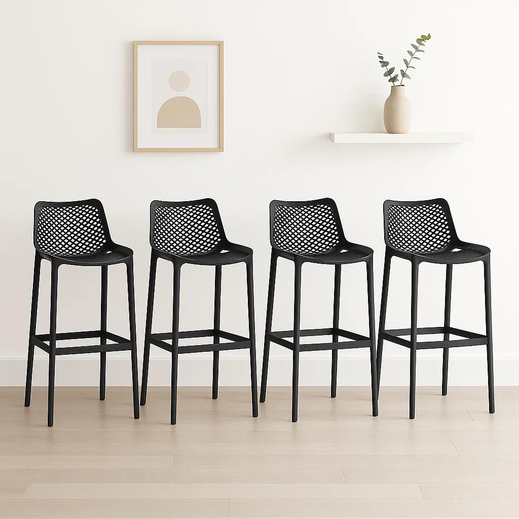 Pack de 4 Taburetes Piso de Bar Air Berlín - Negros