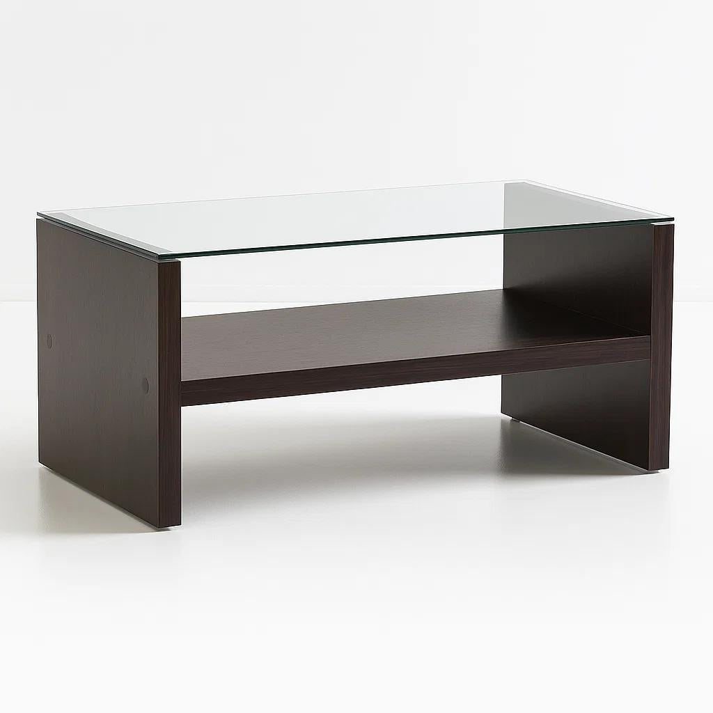 Mesa de centro moderna madera walnut wood vidrio