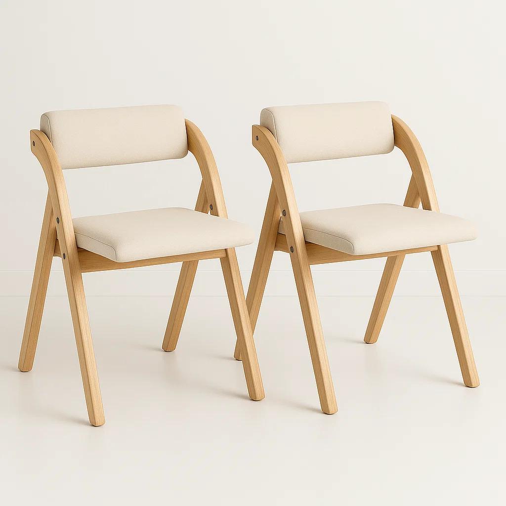 Pack de 2 Sillas Betlahem de madera plegable acolchada - Beige