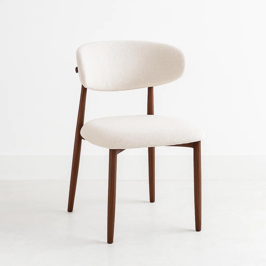 Silla Bear de Tela con Patas Metálicas Madera - Crema