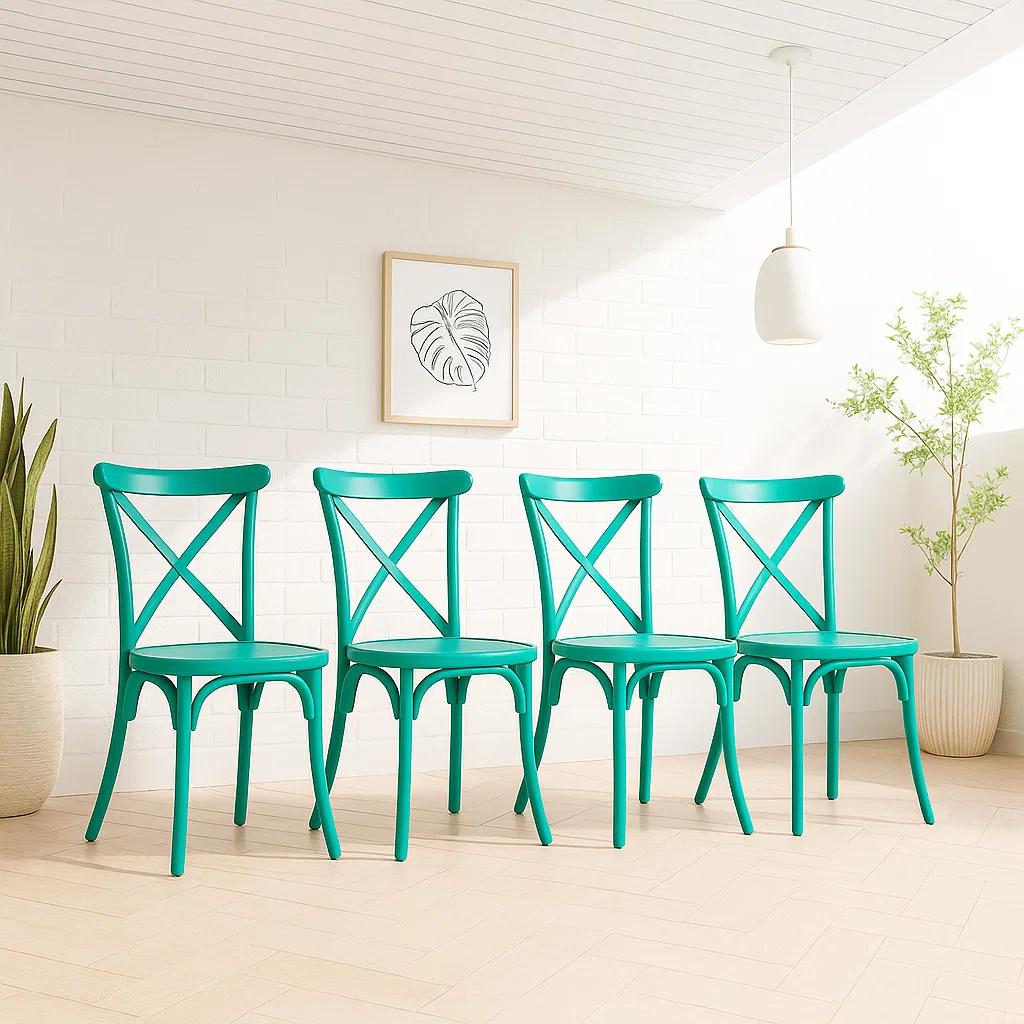 Pack 4 Sillas de Terraza o Comedor Crossback Danubio - Menta