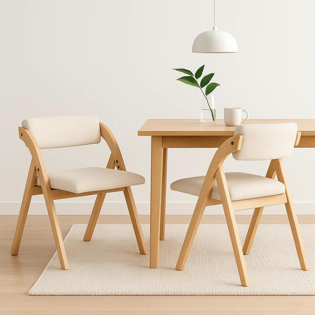Pack de 2 Sillas Betlahem de madera plegable acolchada - Beige