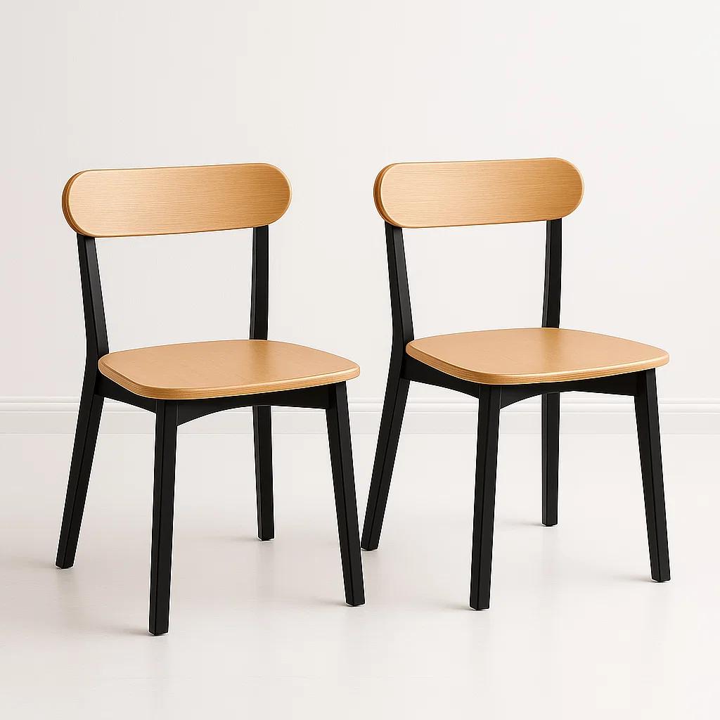 Pack de 2 Sillas Fresno de Madera - Negra
