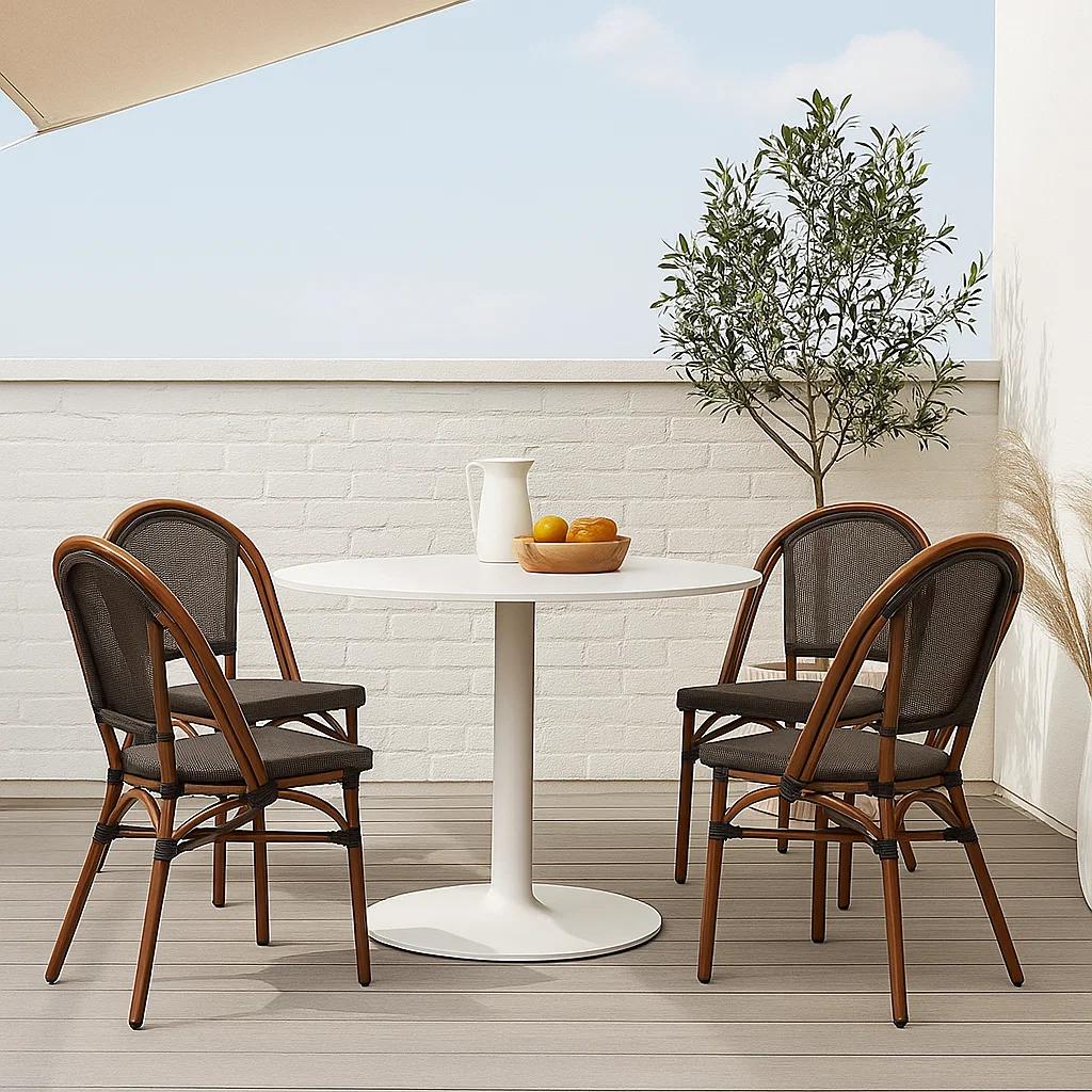 Pack de 4 Sillas Bistro Parisina Textileno - Café Oscuro