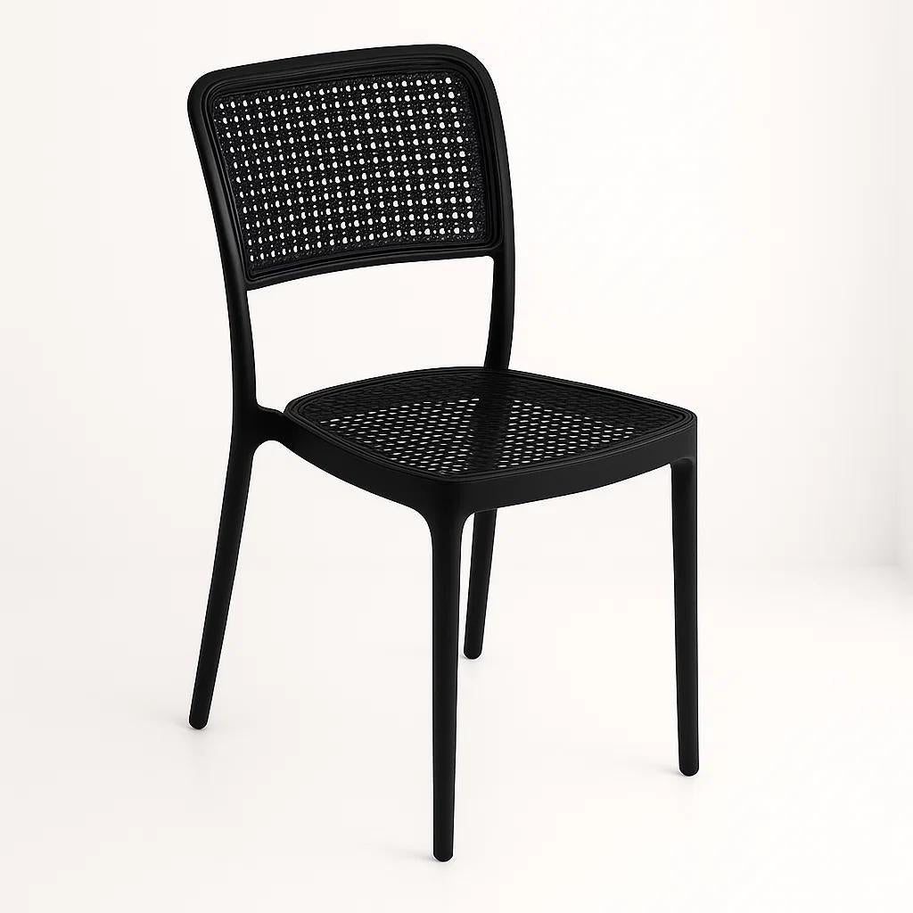 Silla de Restaurant o Terraza Comedor Hoffman Enrejada - Negra Completa