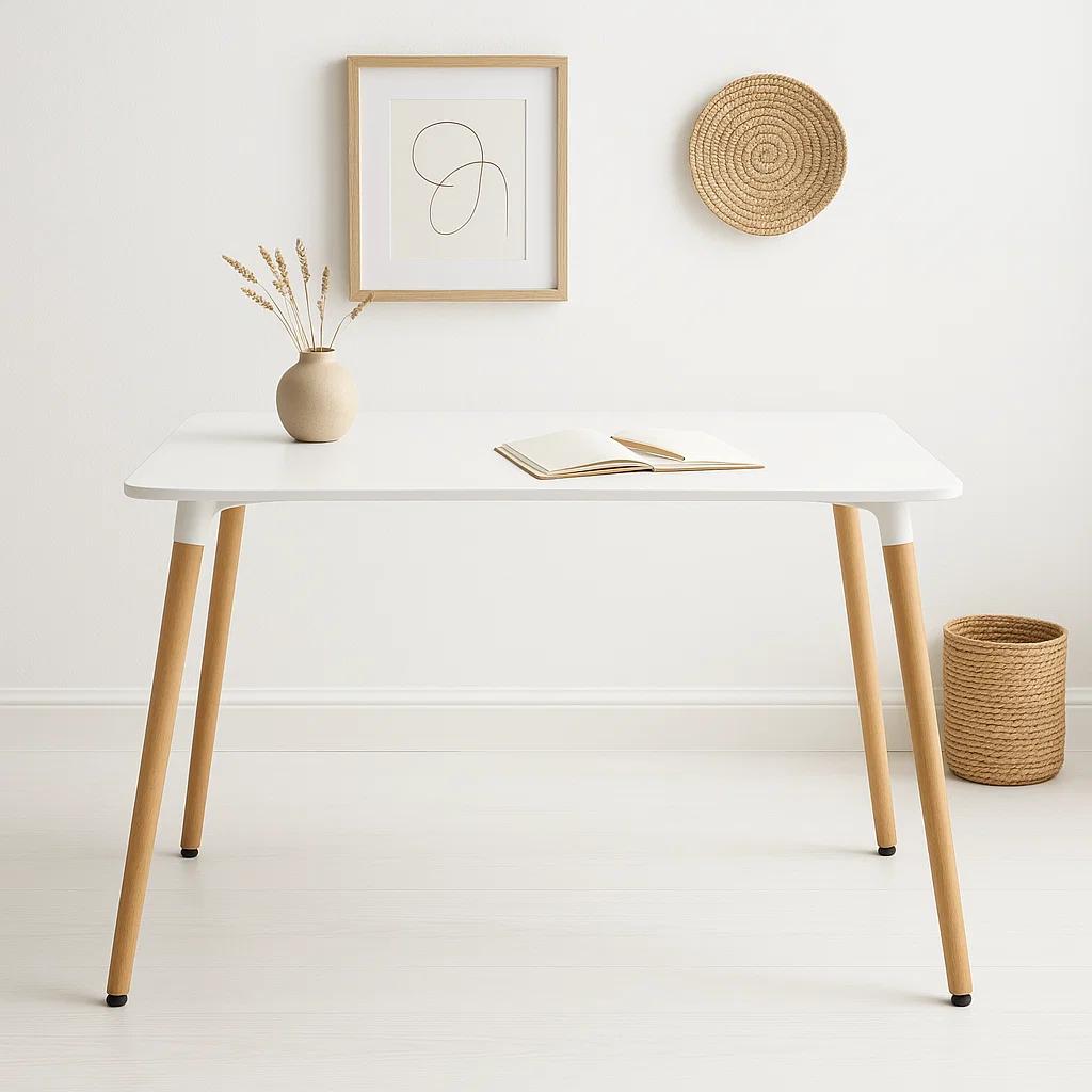 Mesa Rectangular de Comedor - Blanca 120x80 cms
