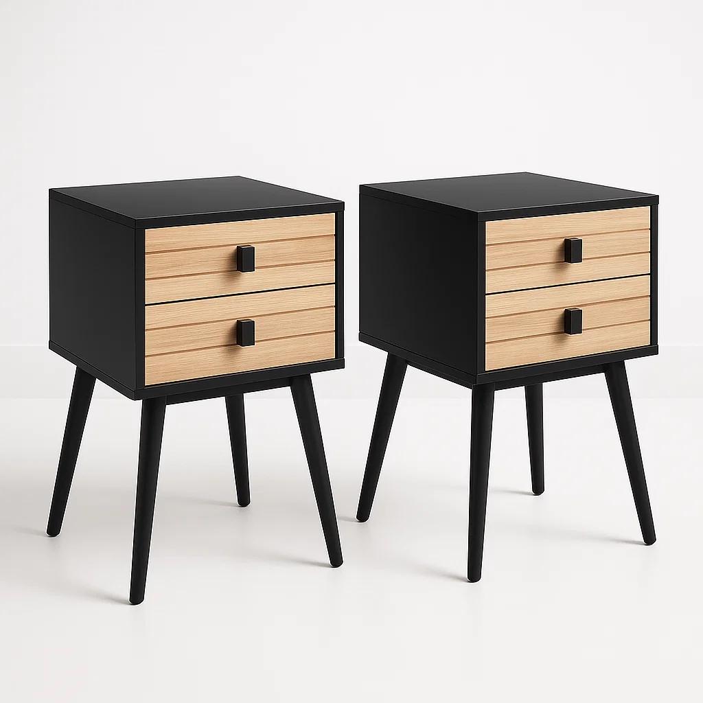 Pack de 2 Veladores Amber 40x38x58 Black