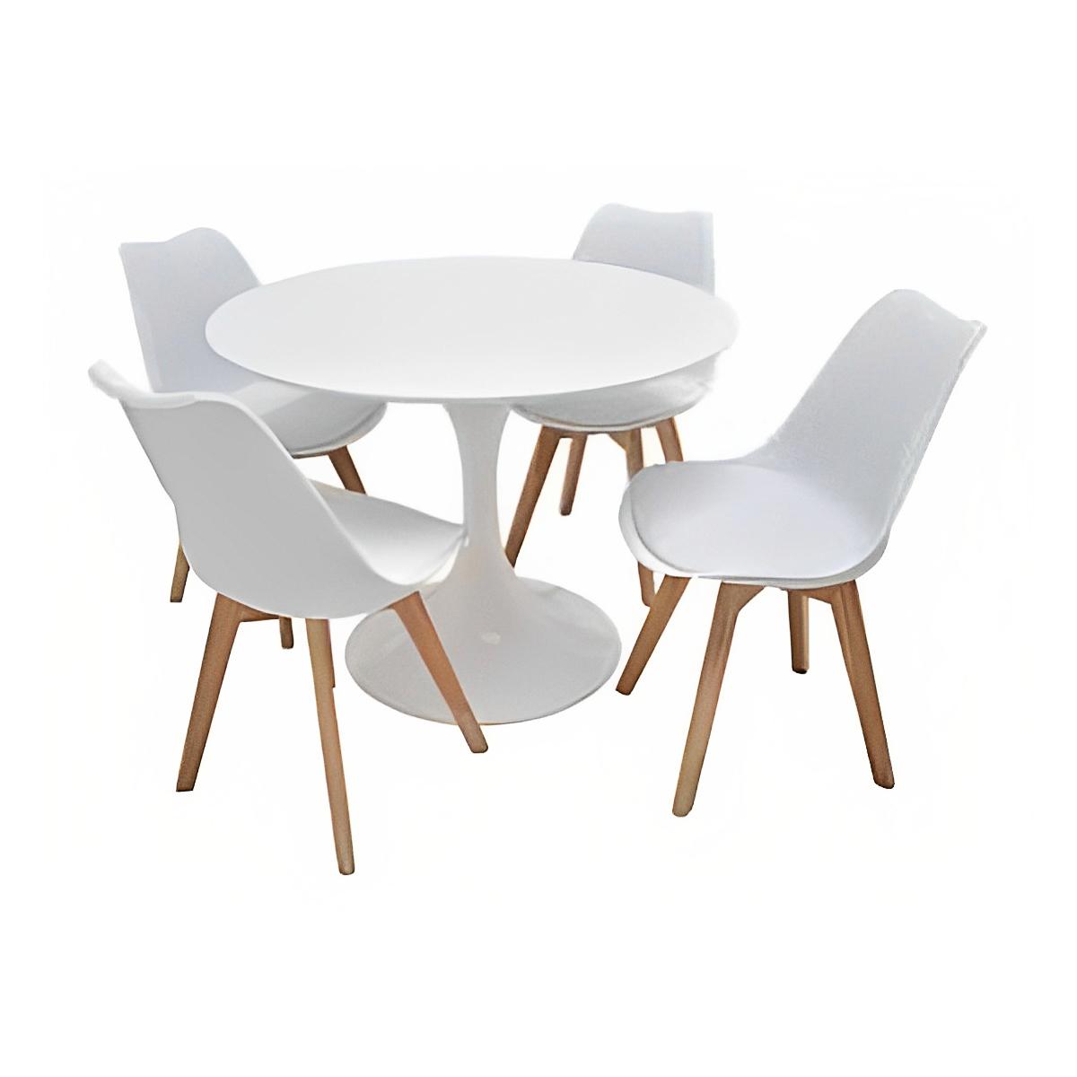Comedor Mesa Tulip Blanca + 4 Sillas Tulip Blancas