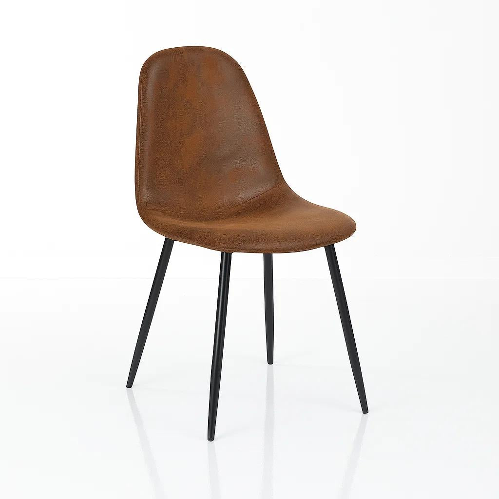 Silla Spoon Ecocuero vintage café oscuro
