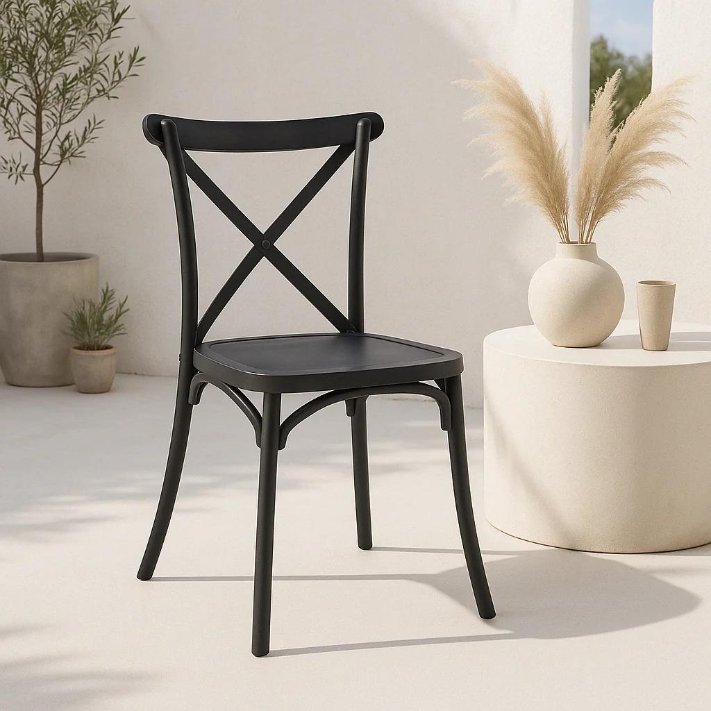 Silla Crossback Danubio de Terraza Exterior o Comedor - Negra