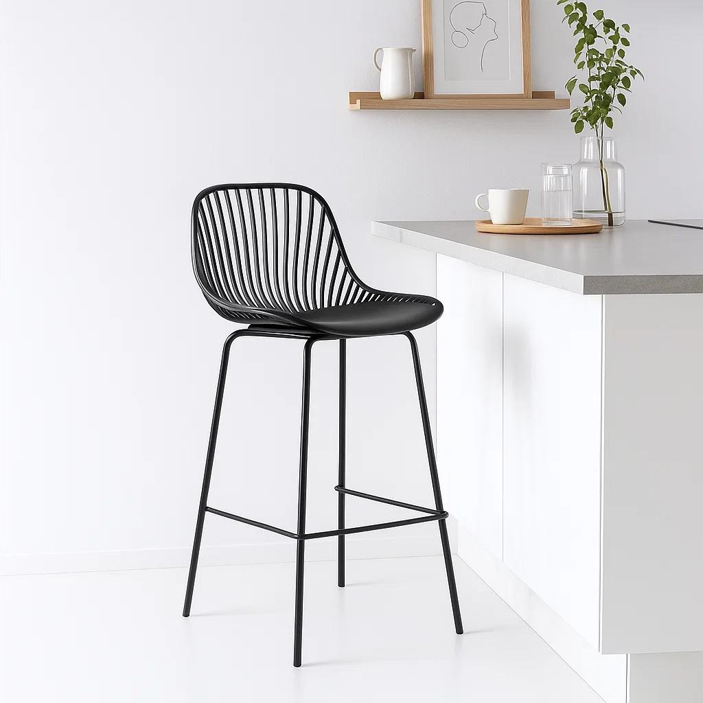 Pack de 2 Taburetes Piso Bar Tropea Alto - Negro