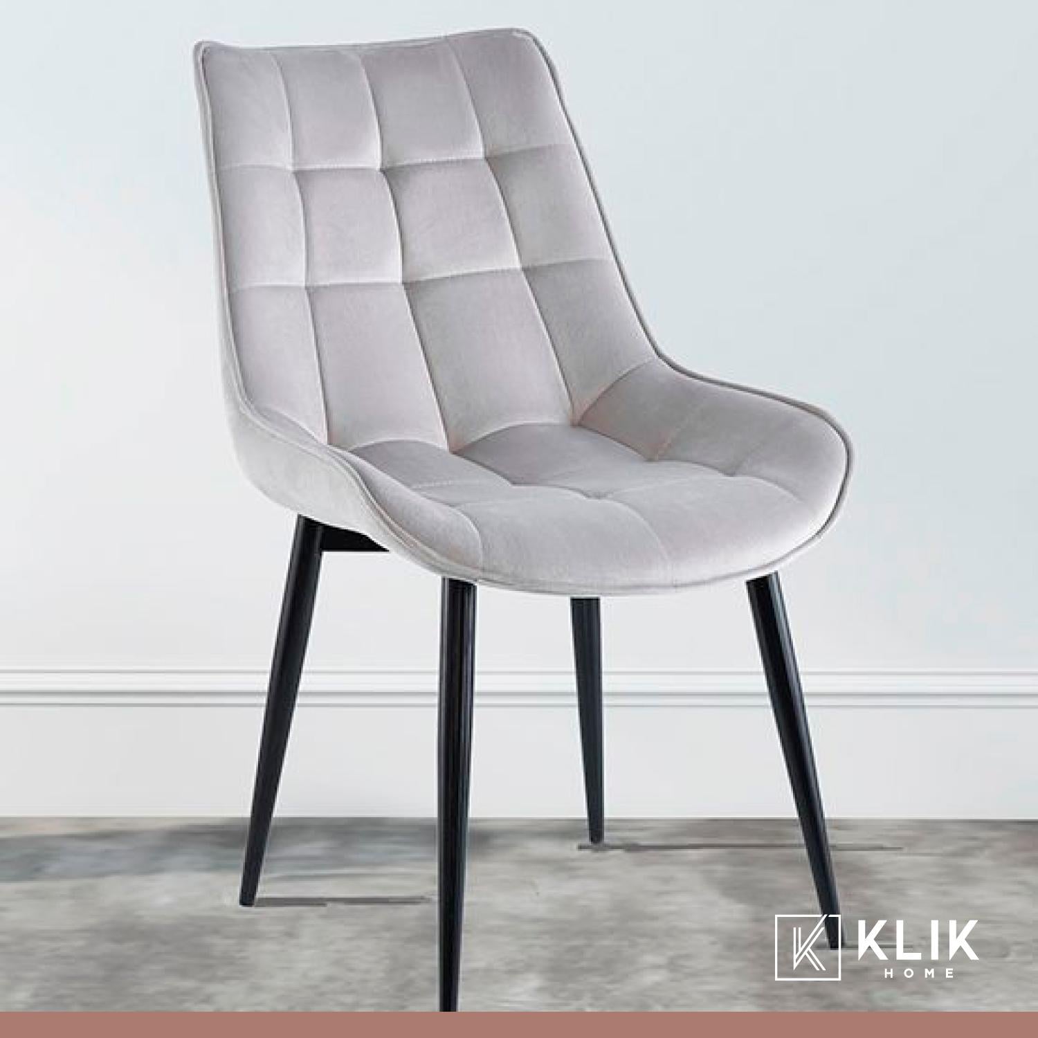 Comedor Mesa redonda de vidrio Cross 120cm + 5 Silla Macron Terciopelo - Gris
