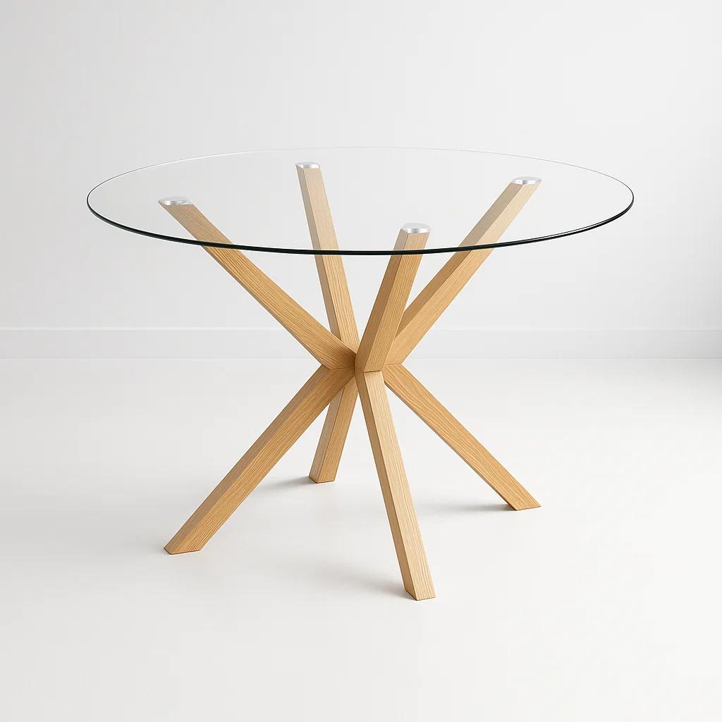 Mesa de comedor redonda de vidrio Cross 120cm